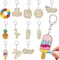 24-Piece Summer DIY Keychain Craft Kit – Wooden Blank Keychains, Color Your Own, 12 Styles for Sunday School, Classroom, Home, Party Favors, and Gifts